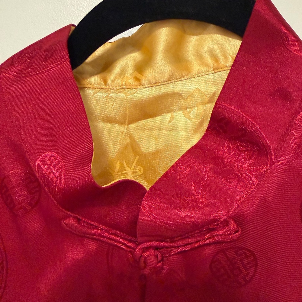 Stylish Red Women's Silk Jacket - Picture 6 of 14